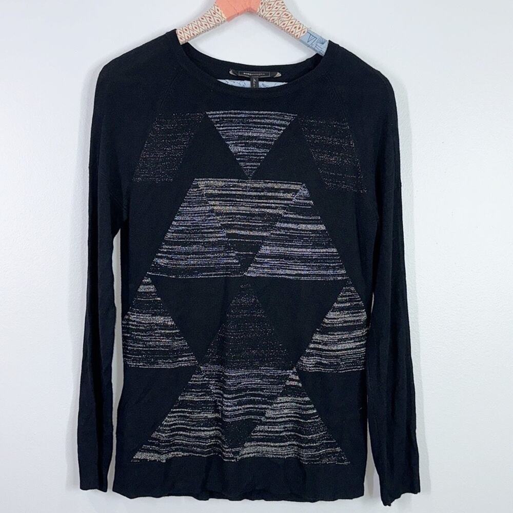 Bcbgmaxazria Miliana metallic geometric sweater size small